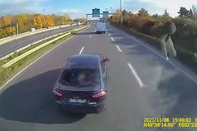 Brake Checking A Semi Goes Wrong For French Driver