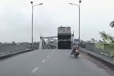 Terrifying Moment Captured On Dashcam As Bridge Collapses In Vietnam