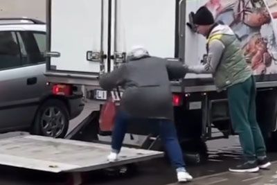 Truck Driver Helps Elderly Woman Get To Her Car