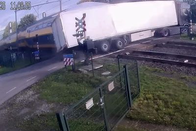 Train Collides With Truck At Railway Crossing In The Netherlands