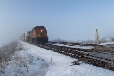 Train appeared out of nowhere from the fog