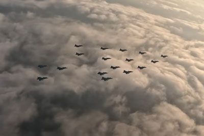 Christmas tree flight by army jets