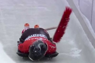 Jane Channell hit by broom during race