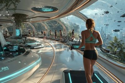 A vision of the city of the future where technology meets nature