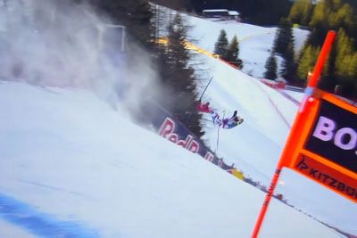 French Skier Ken Caillot Crashes Heavily in Kitzbühel
