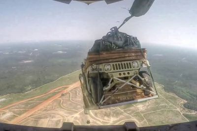 Humvee Airdrop From C-17 Plane Captured on Camera