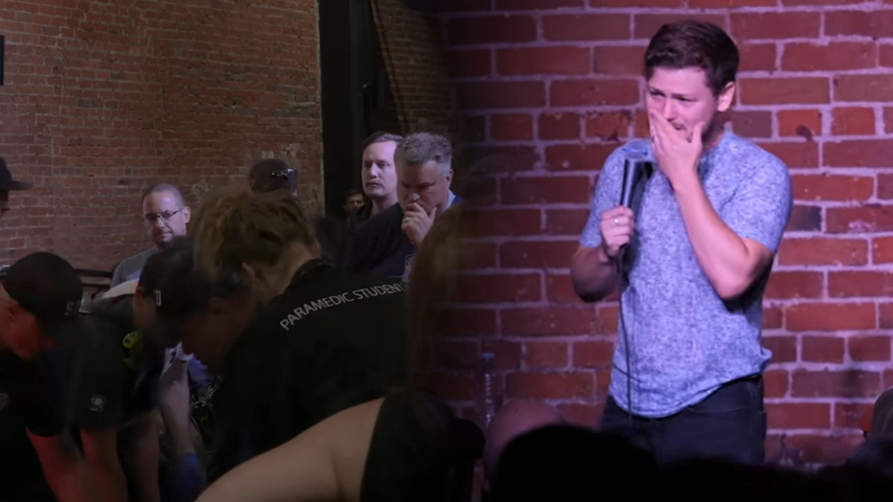 American stand-up comic Drew Lynch shared a footage of a man who had a heart attack at his comedy show