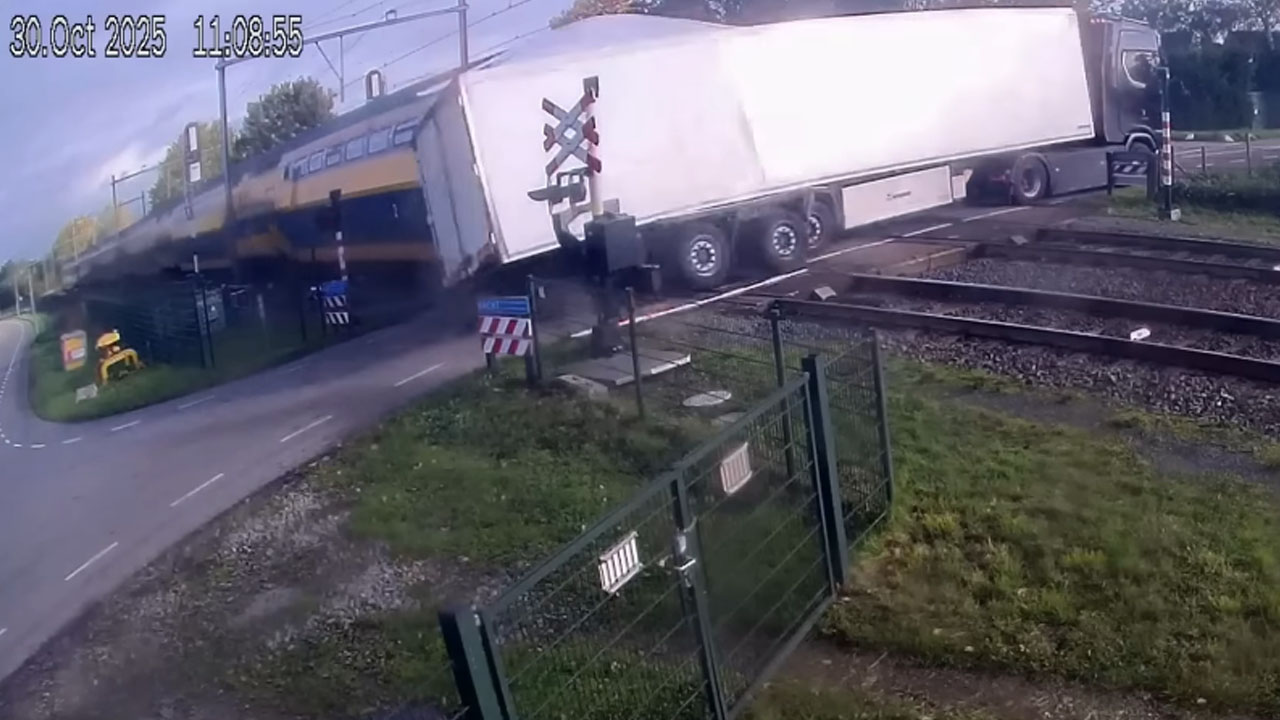 Passenger train collides with a truck at railway crossing